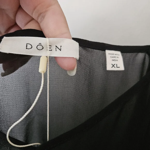 Doen Black Long Deep V Neck Slip Dress NWT - Picture 8 of 10